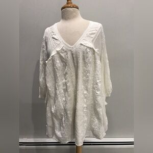 Free People Gauzy Beaded Embroidered Oversized Tunic Top size small
